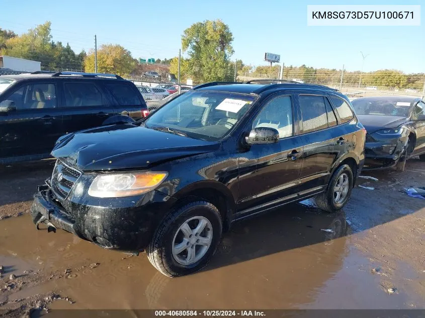 2007 Hyundai Santa Fe Gls VIN: KM8SG73D57U100671 Lot: 40680584