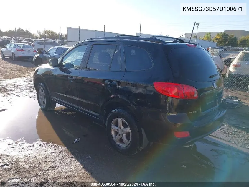 2007 Hyundai Santa Fe Gls VIN: KM8SG73D57U100671 Lot: 40680584