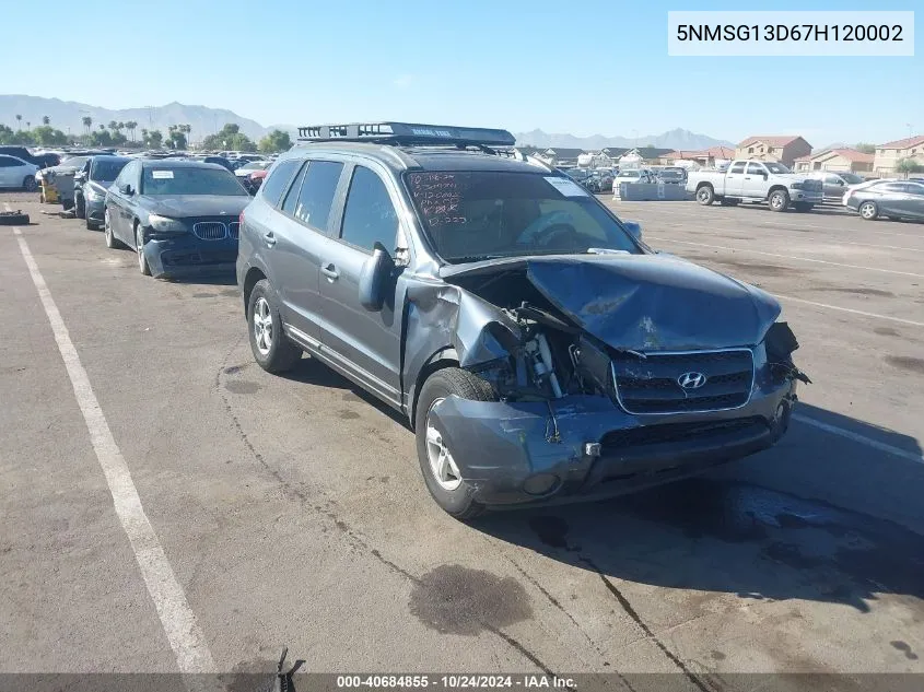 2007 Hyundai Santa Fe Gls VIN: 5NMSG13D67H120002 Lot: 40684855