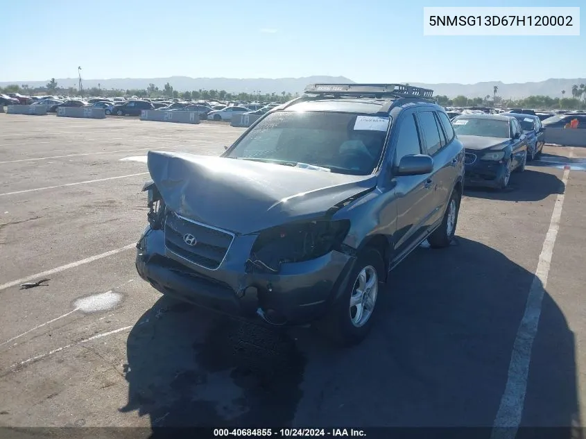 2007 Hyundai Santa Fe Gls VIN: 5NMSG13D67H120002 Lot: 40684855