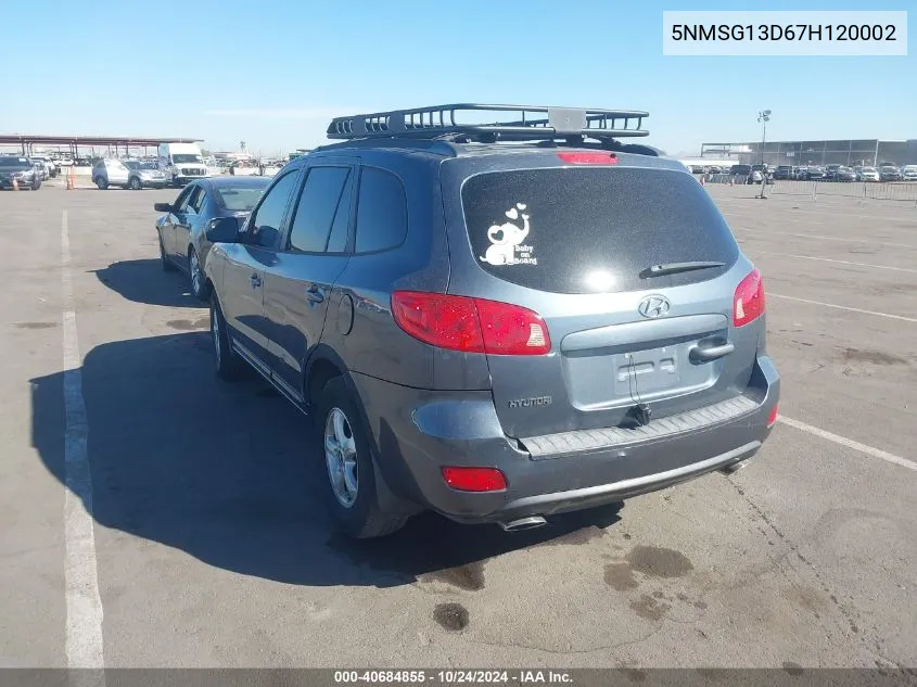 2007 Hyundai Santa Fe Gls VIN: 5NMSG13D67H120002 Lot: 40684855