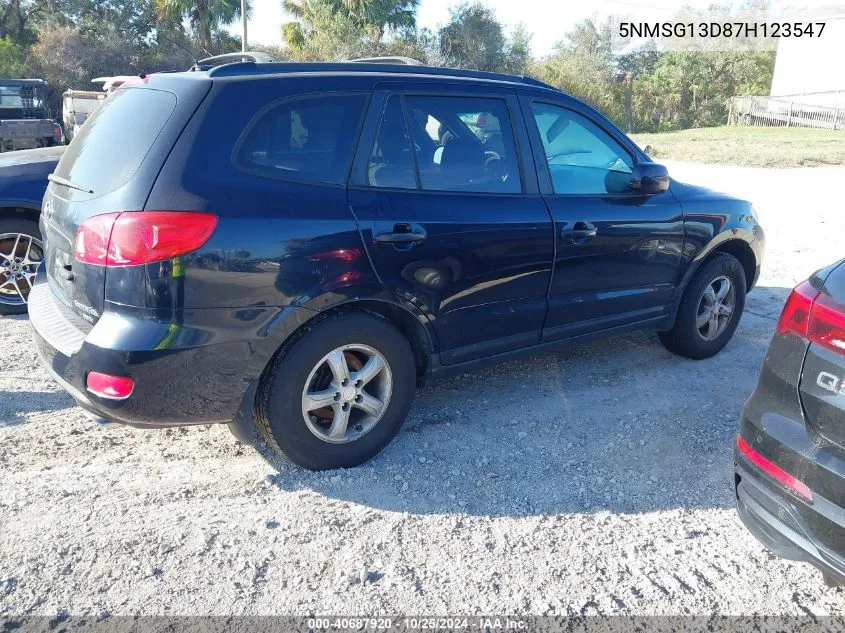 2007 Hyundai Santa Fe Gls VIN: 5NMSG13D87H123547 Lot: 40687920