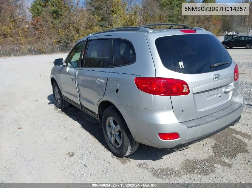 2007 Hyundai Santa Fe Gls VIN: 5NMSG73D97H014257 Lot: 40694825