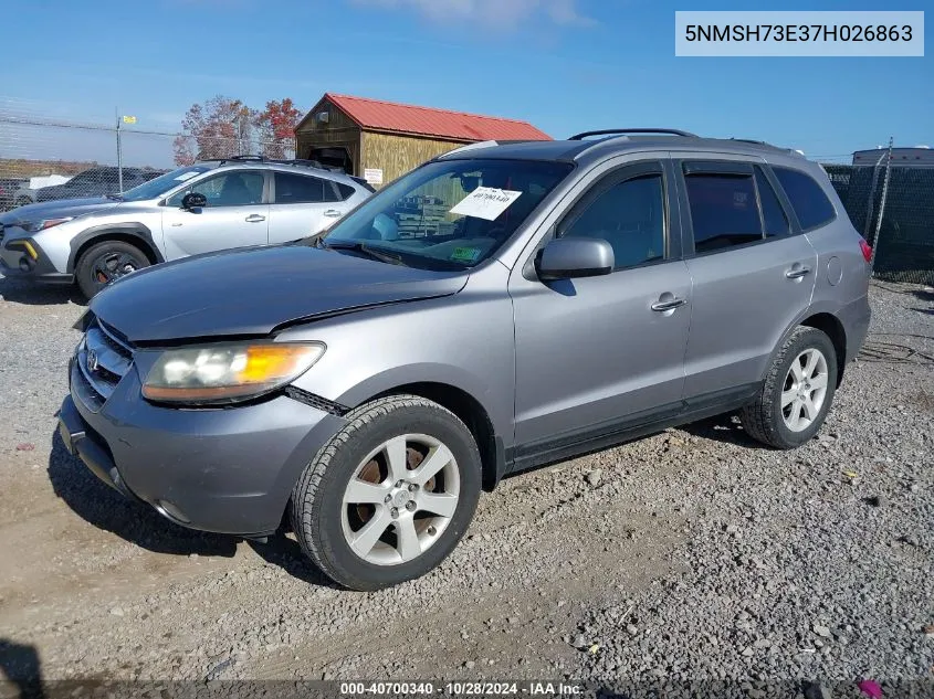 2007 Hyundai Santa Fe Limited/Se VIN: 5NMSH73E37H026863 Lot: 40700340