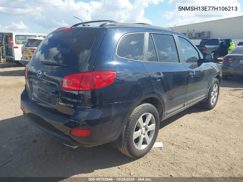 2007 Hyundai Santa Fe Limited/Se VIN: 5NMSH13E77H106213 Lot: 40702046