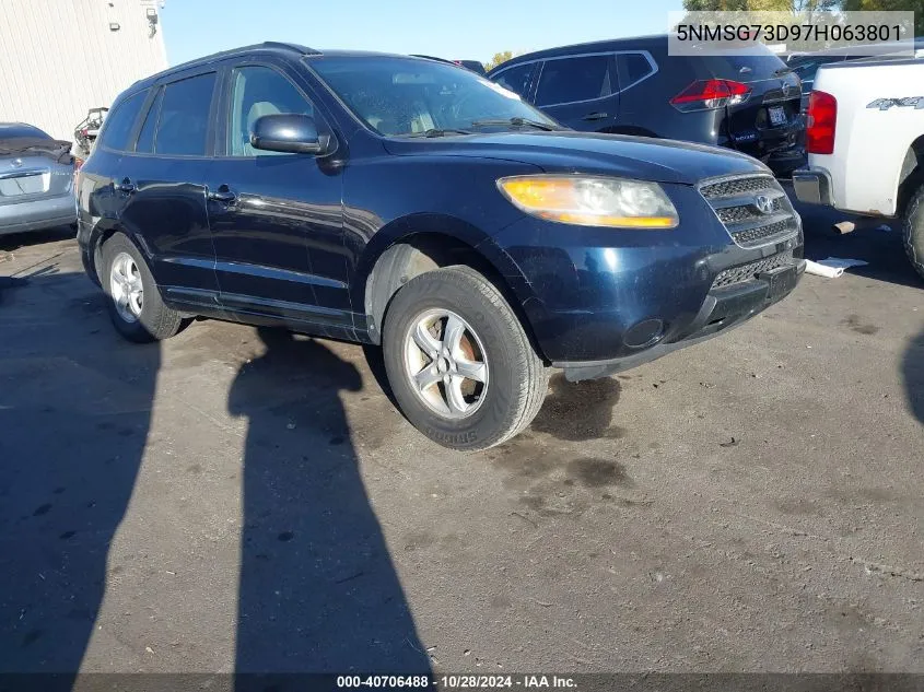 2007 Hyundai Santa Fe Gls VIN: 5NMSG73D97H063801 Lot: 40706488