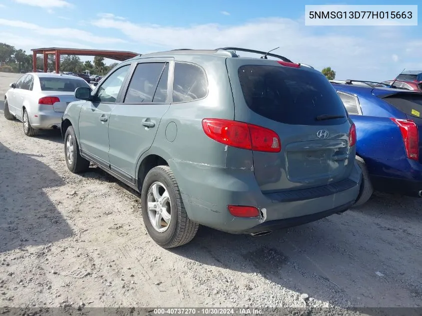 2007 Hyundai Santa Fe Gls VIN: 5NMSG13D77H015663 Lot: 40737270