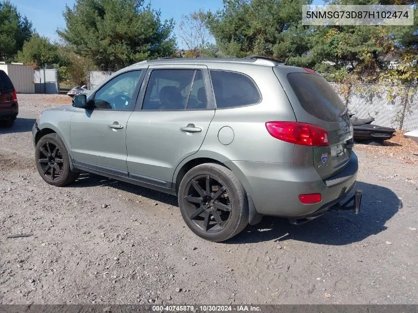 5NMSG73D87H102474 2007 Hyundai Santa Fe Gls