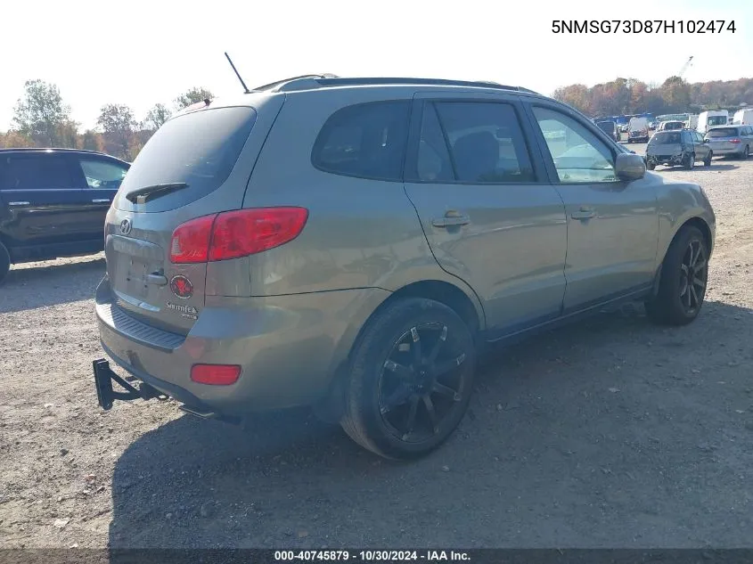 5NMSG73D87H102474 2007 Hyundai Santa Fe Gls