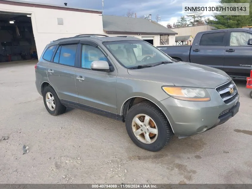 2007 Hyundai Santa Fe Gls VIN: 5NMSG13D87H108143 Lot: 40794069