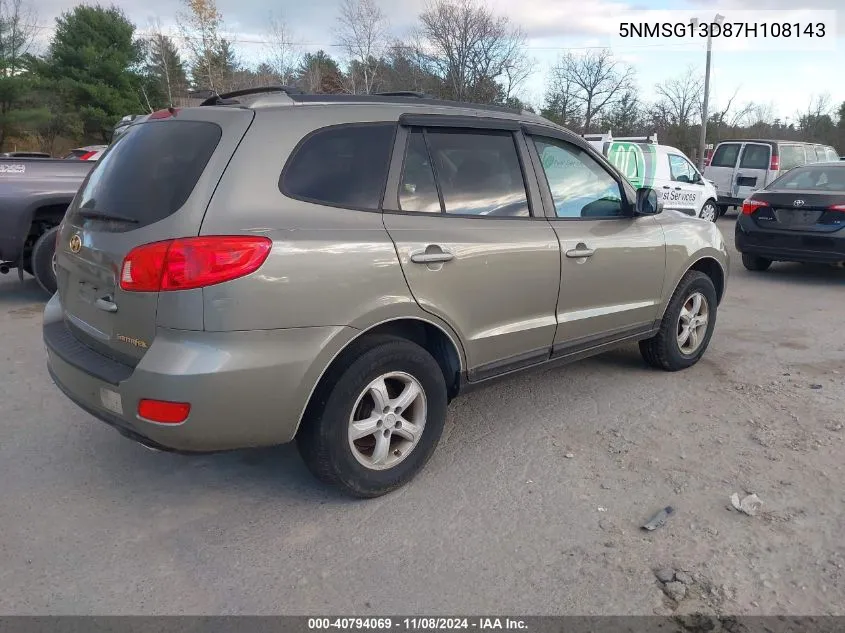 2007 Hyundai Santa Fe Gls VIN: 5NMSG13D87H108143 Lot: 40794069