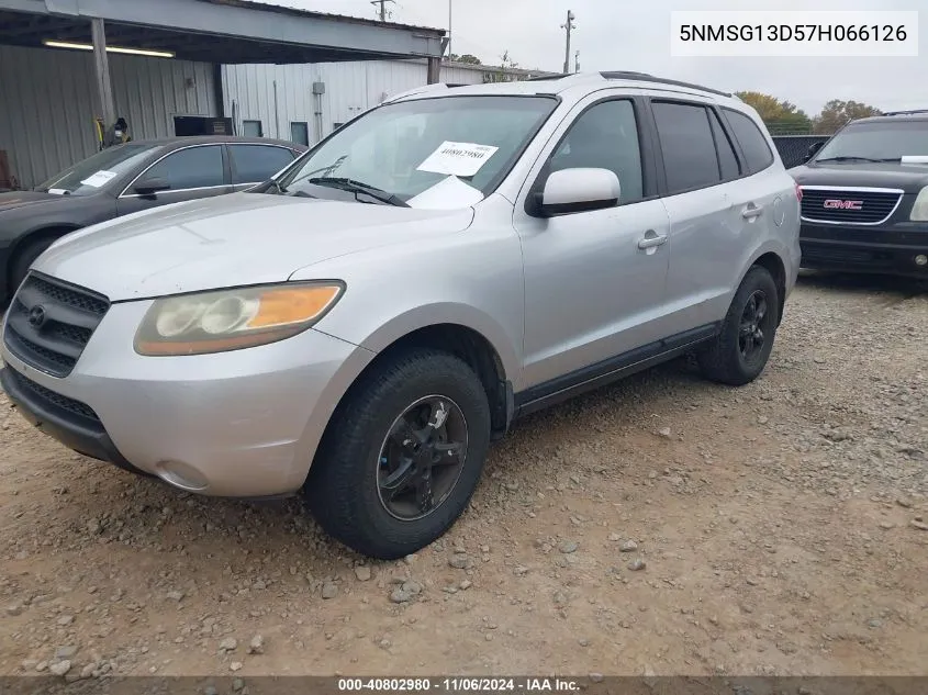 2007 Hyundai Santa Fe Gls VIN: 5NMSG13D57H066126 Lot: 40802980