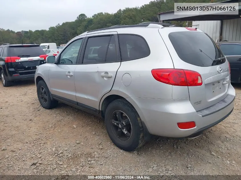 2007 Hyundai Santa Fe Gls VIN: 5NMSG13D57H066126 Lot: 40802980