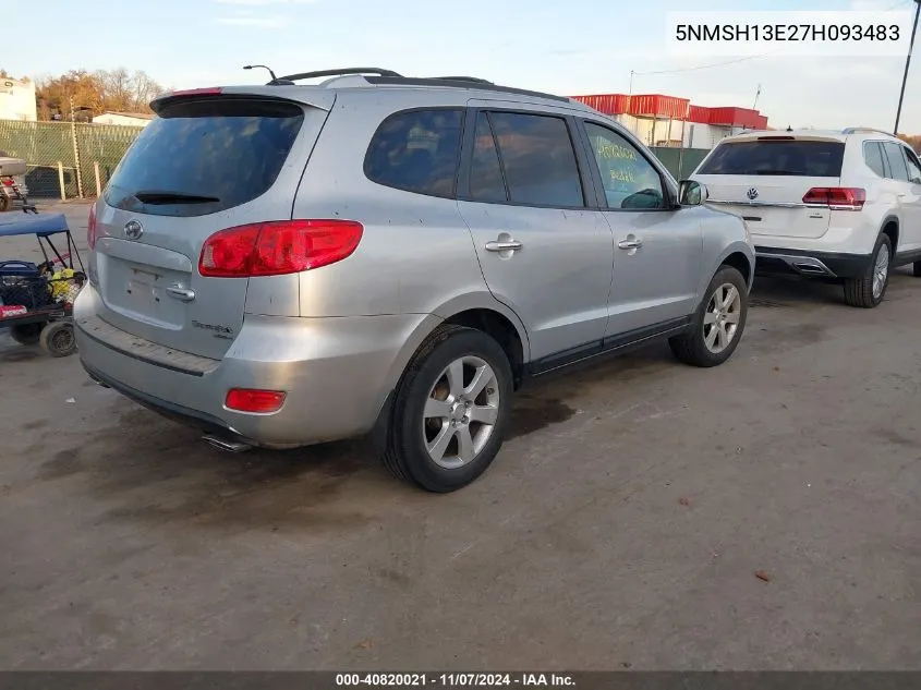 2007 Hyundai Santa Fe Limited/Se VIN: 5NMSH13E27H093483 Lot: 40820021