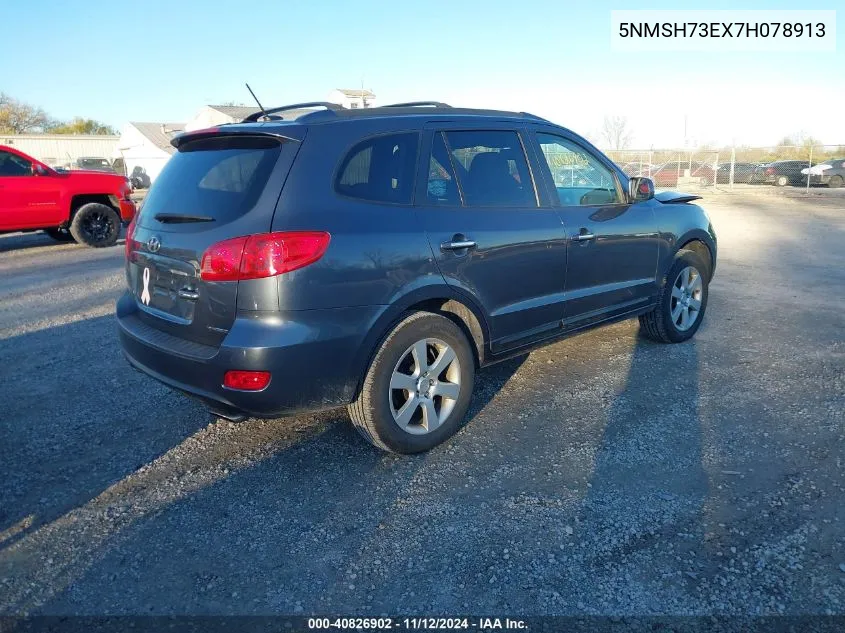 2007 Hyundai Santa Fe Limited/Se VIN: 5NMSH73EX7H078913 Lot: 40826902