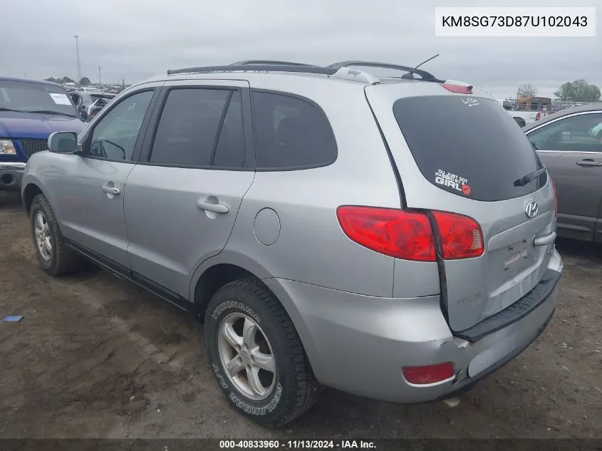 KM8SG73D87U102043 2007 Hyundai Santa Fe Gls