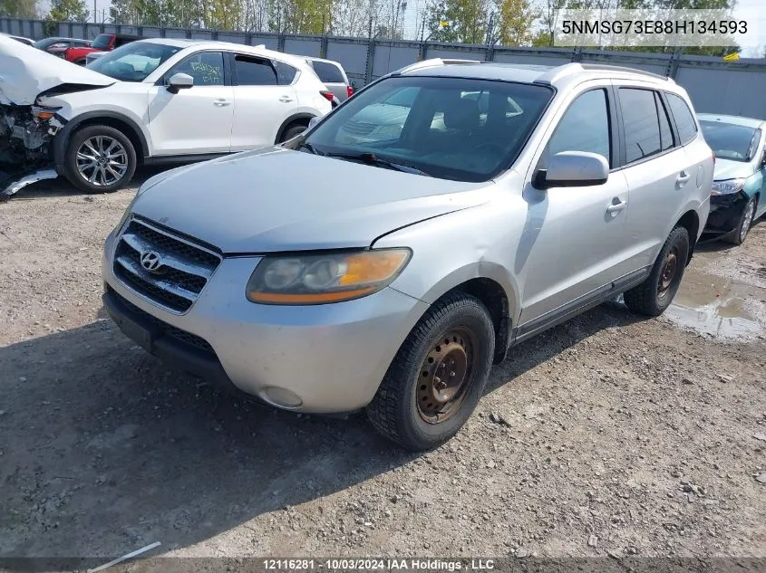 2008 Hyundai Santa Fe VIN: 5NMSG73E88H134593 Lot: 12116281