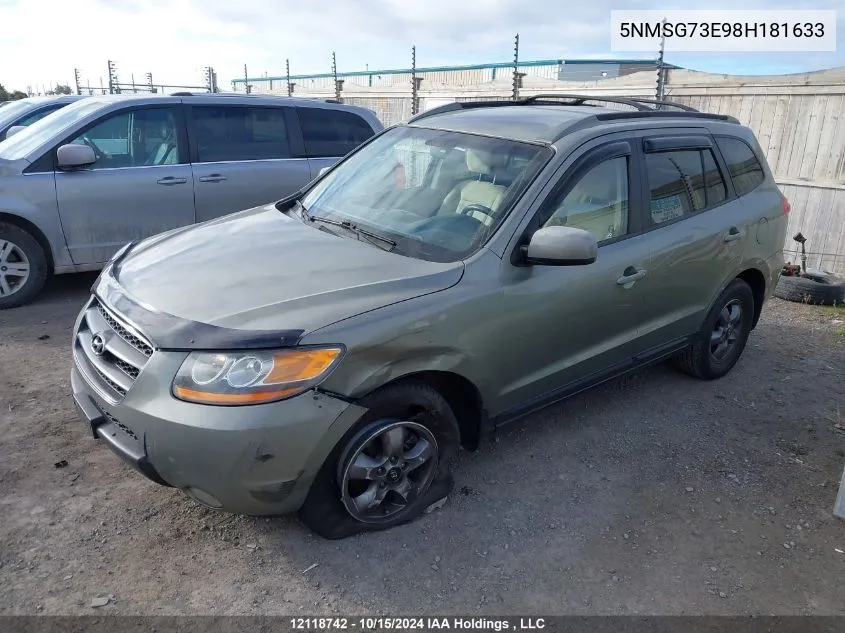 2008 Hyundai Santa Fe VIN: 5NMSG73E98H181633 Lot: 12118742