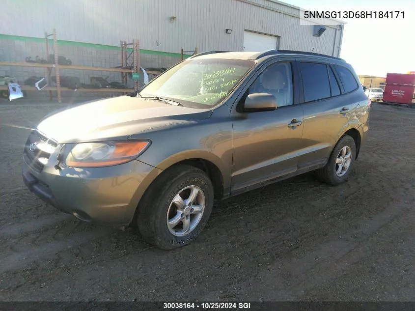 2008 Hyundai Santa Fe Gls VIN: 5NMSG13D68H184171 Lot: 30038164