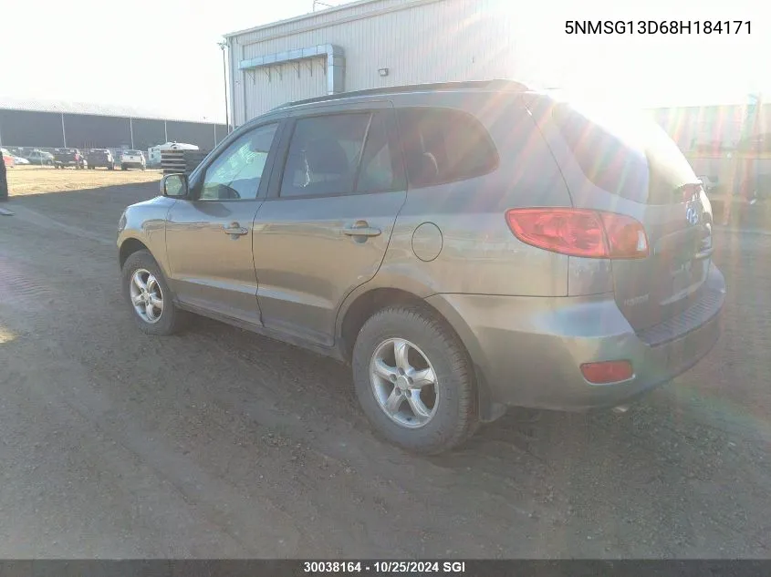 2008 Hyundai Santa Fe Gls VIN: 5NMSG13D68H184171 Lot: 30038164