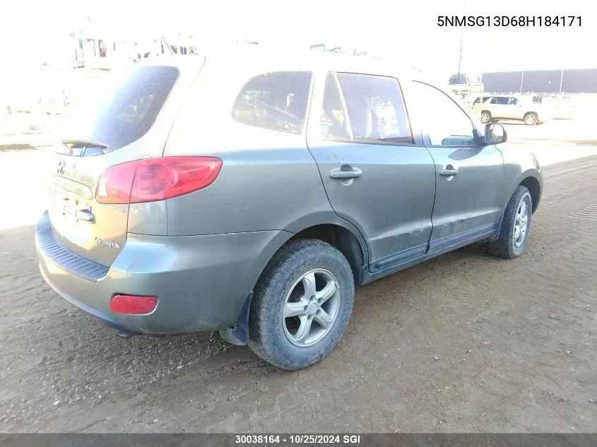 2008 Hyundai Santa Fe Gls VIN: 5NMSG13D68H184171 Lot: 30038164