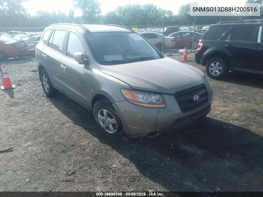 2008 Hyundai Santa Fe Gls VIN: 5NMSG13D88H200516 Lot: 38896789