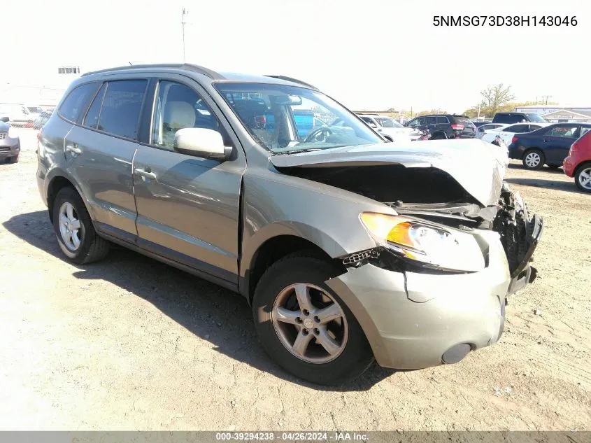 2008 Hyundai Santa Fe Gls VIN: 5NMSG73D38H143046 Lot: 39294238