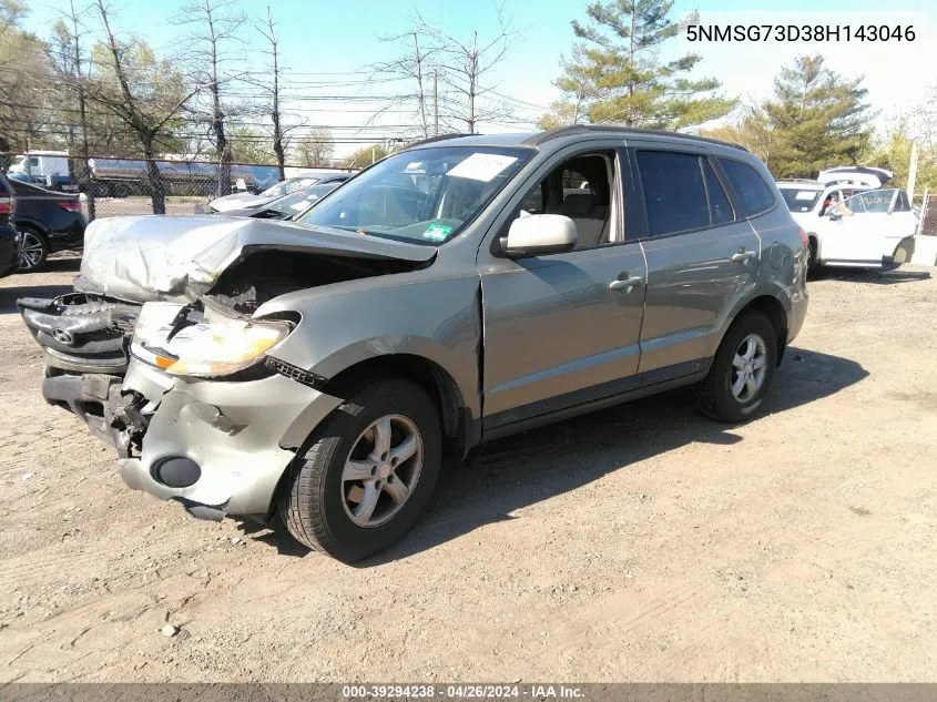 2008 Hyundai Santa Fe Gls VIN: 5NMSG73D38H143046 Lot: 39294238