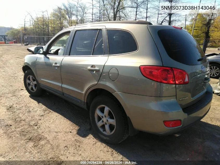 2008 Hyundai Santa Fe Gls VIN: 5NMSG73D38H143046 Lot: 39294238