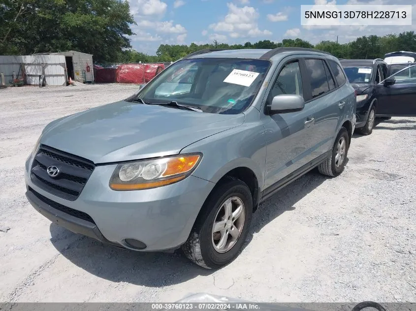 2008 Hyundai Santa Fe Gls VIN: 5NMSG13D78H228713 Lot: 39760123