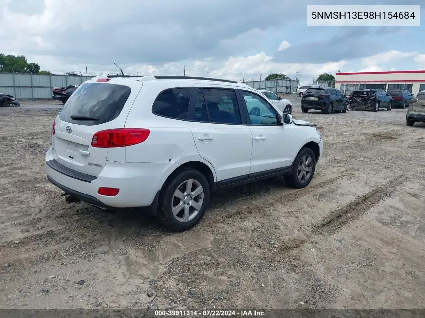 5NMSH13E98H154684 2008 Hyundai Santa Fe Limited/Se