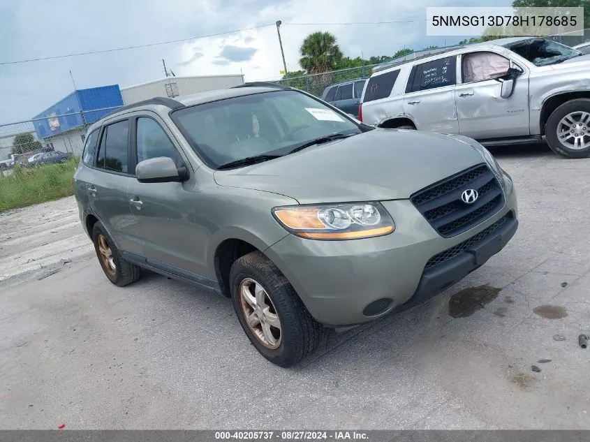 5NMSG13D78H178685 2008 Hyundai Santa Fe Gls