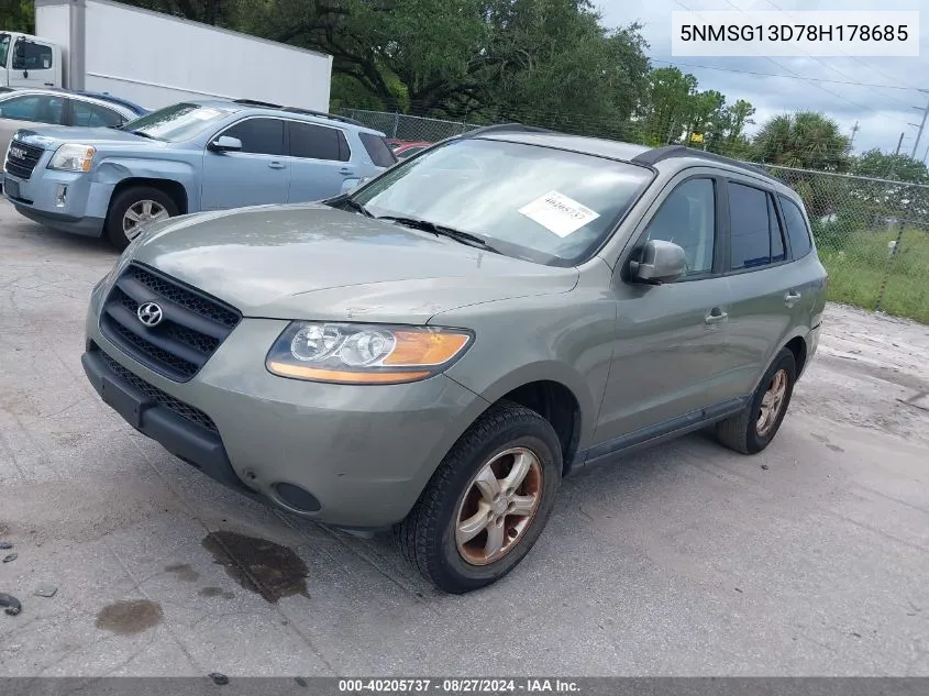 2008 Hyundai Santa Fe Gls VIN: 5NMSG13D78H178685 Lot: 40205737