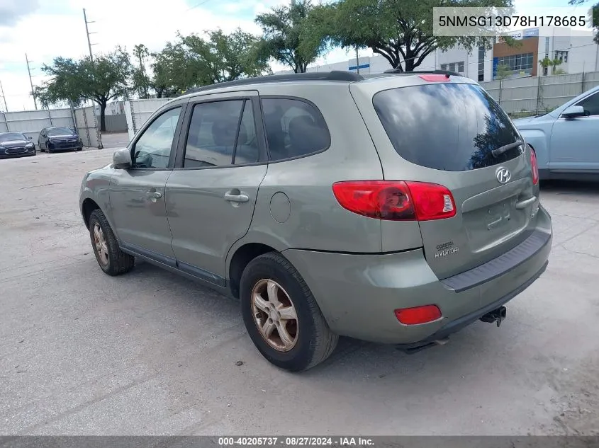 5NMSG13D78H178685 2008 Hyundai Santa Fe Gls