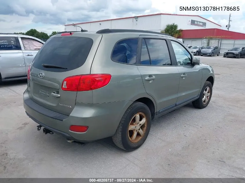 5NMSG13D78H178685 2008 Hyundai Santa Fe Gls