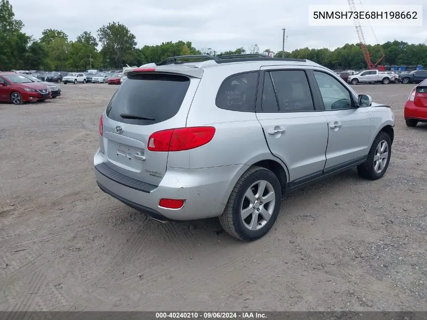 2008 Hyundai Santa Fe Limited/Se VIN: 5NMSH73E68H198662 Lot: 40240210