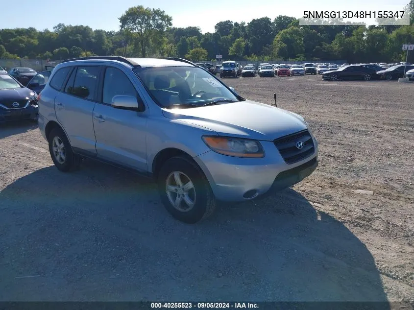 2008 Hyundai Santa Fe Gls VIN: 5NMSG13D48H155347 Lot: 40255523