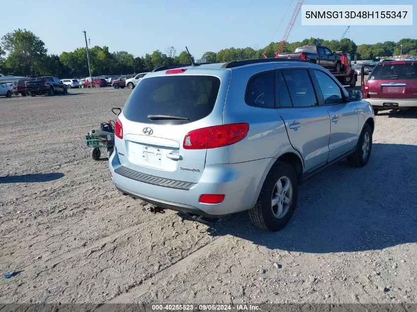 2008 Hyundai Santa Fe Gls VIN: 5NMSG13D48H155347 Lot: 40255523