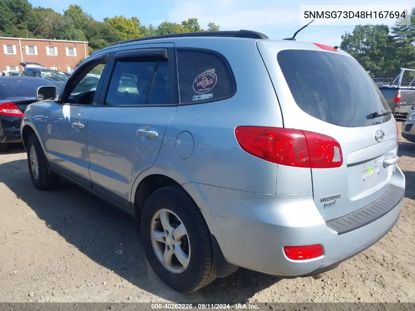 2008 Hyundai Santa Fe Gls VIN: 5NMSG73D48H167694 Lot: 40262225