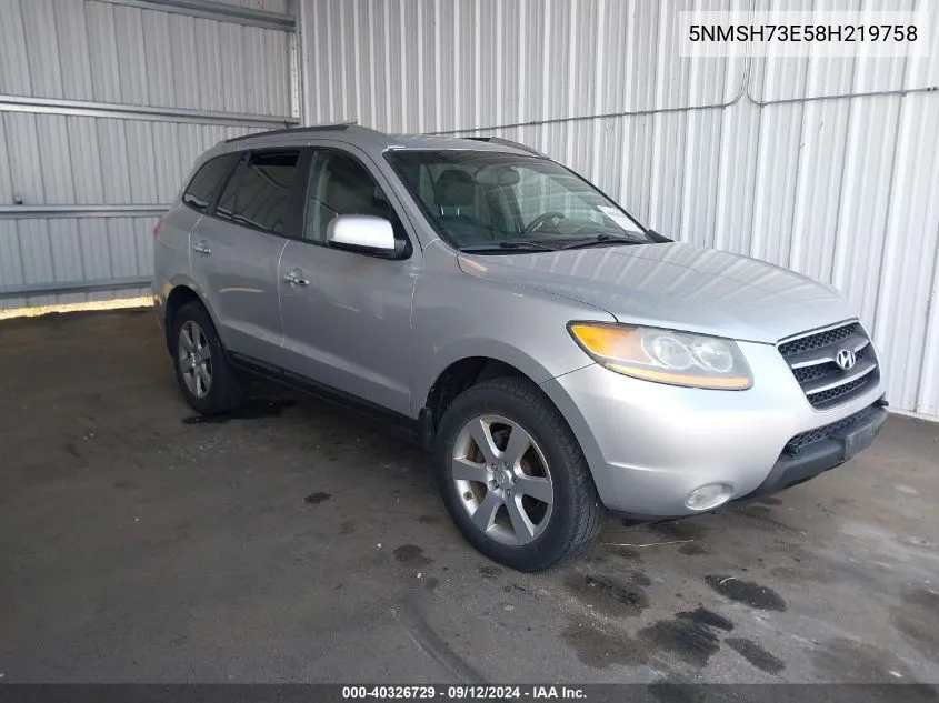 5NMSH73E58H219758 2008 Hyundai Santa Fe Limited/Se