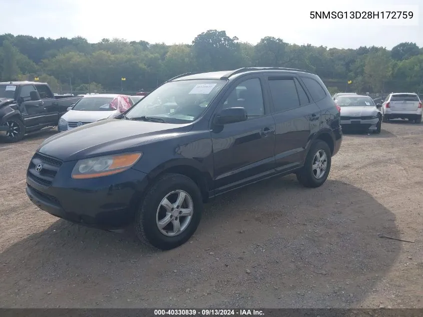 5NMSG13D28H172759 2008 Hyundai Santa Fe Gls