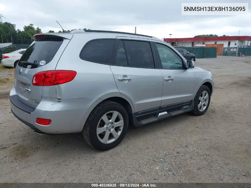 2008 Hyundai Santa Fe Limited/Se VIN: 5NMSH13EX8H136095 Lot: 40336825