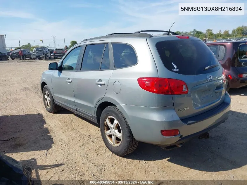 5NMSG13DX8H216894 2008 Hyundai Santa Fe Gls