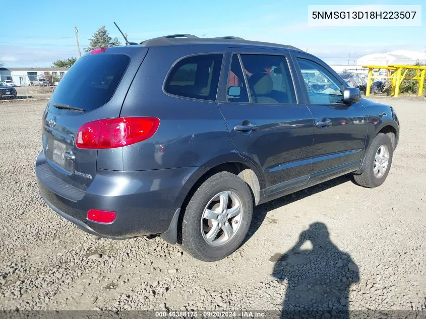 2008 Hyundai Santa Fe Gls VIN: 5NMSG13D18H223507 Lot: 40388175