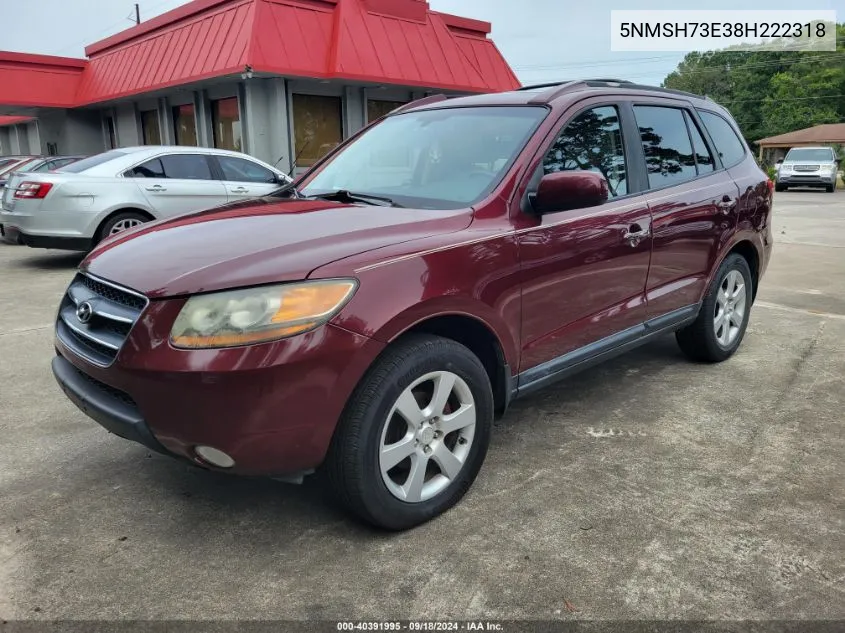 2008 Hyundai Santa Fe Se/Limited VIN: 5NMSH73E38H222318 Lot: 40391995