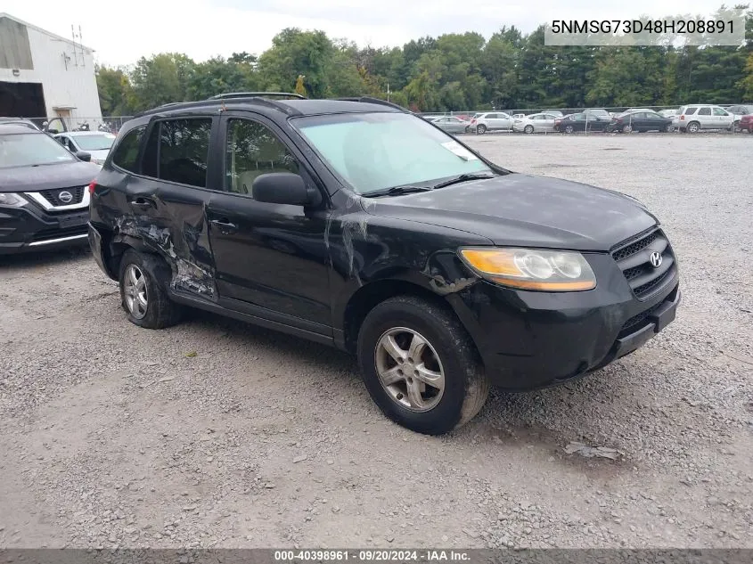 2008 Hyundai Santa Fe Gls VIN: 5NMSG73D48H208891 Lot: 40398961