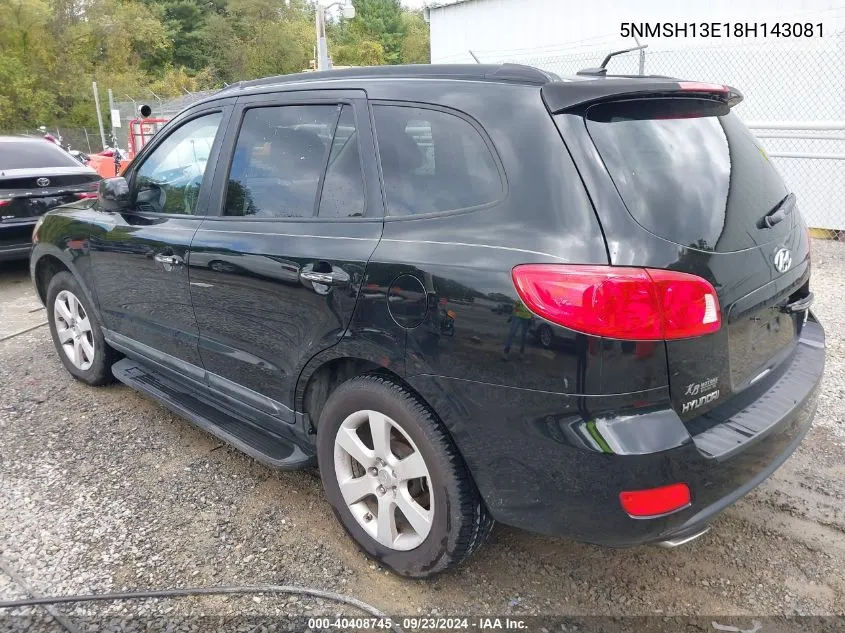 5NMSH13E18H143081 2008 Hyundai Santa Fe Se/Limited