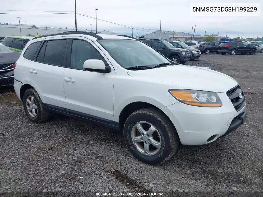 2008 Hyundai Santa Fe Gls VIN: 5NMSG73D58H199229 Lot: 40412268