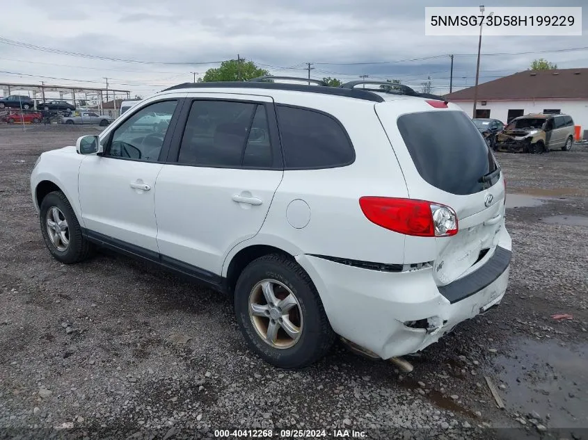 2008 Hyundai Santa Fe Gls VIN: 5NMSG73D58H199229 Lot: 40412268