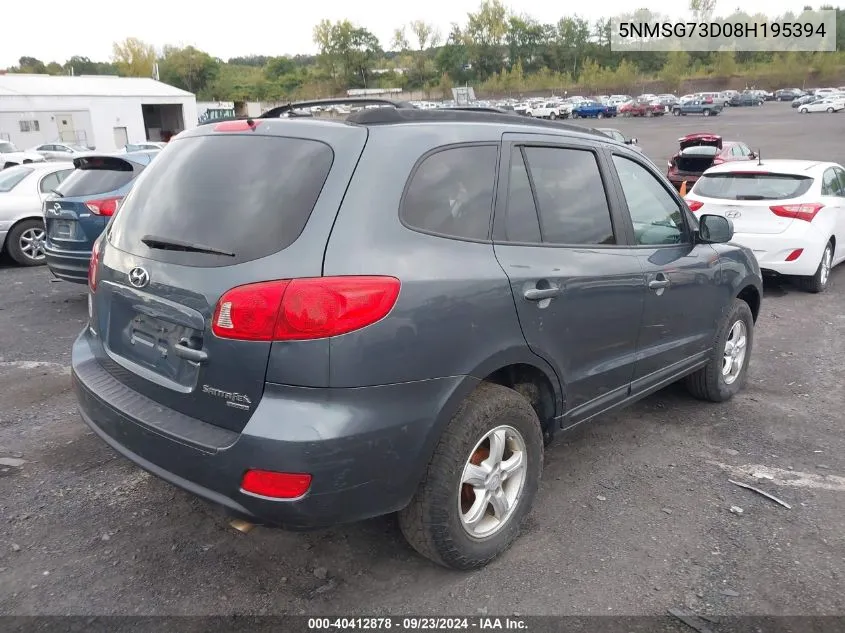 5NMSG73D08H195394 2008 Hyundai Santa Fe Gls